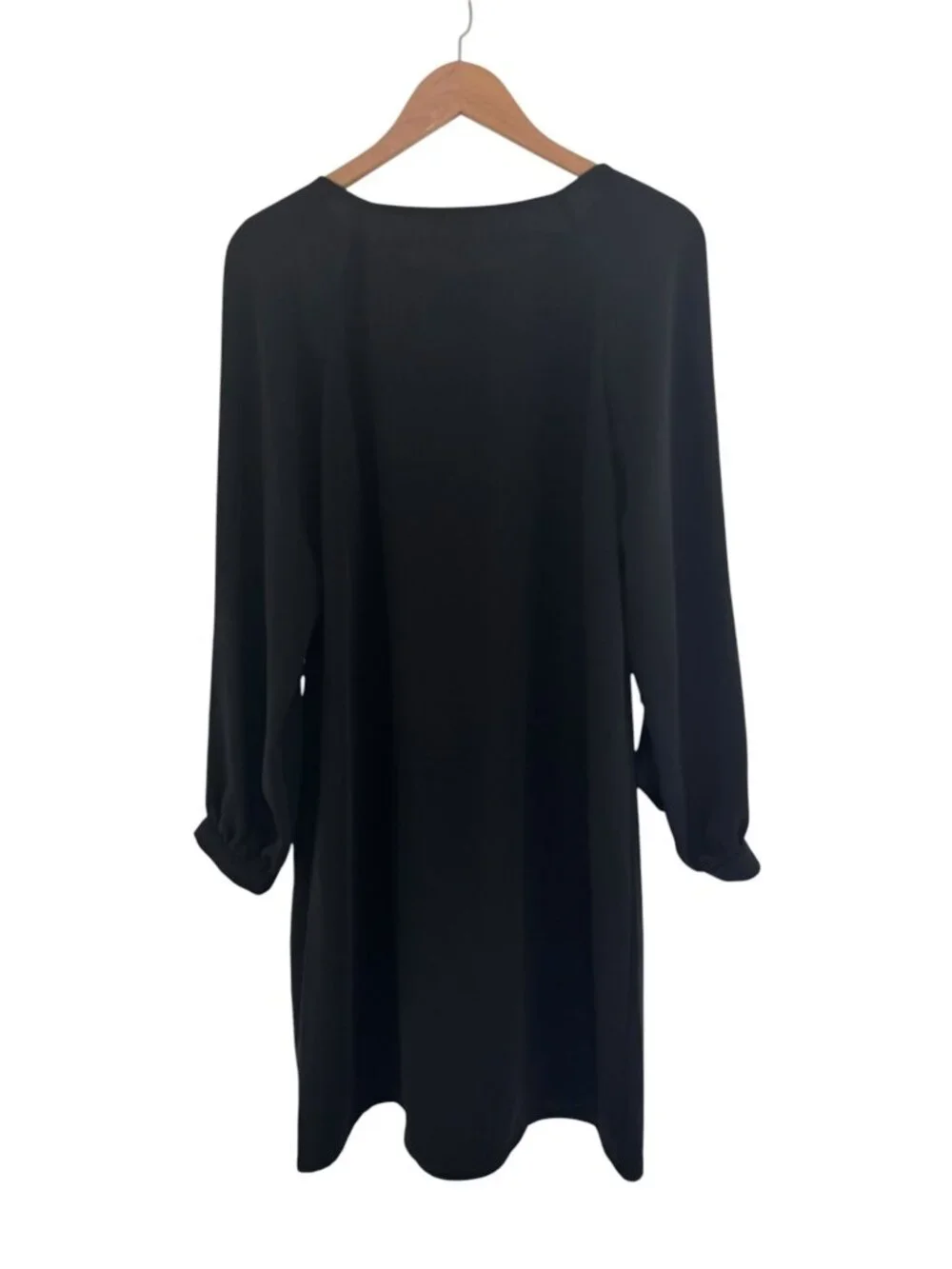 Chaps Black Ruffle Long Sleeve Shift Dress Size 12 Classic All-Season Wedding